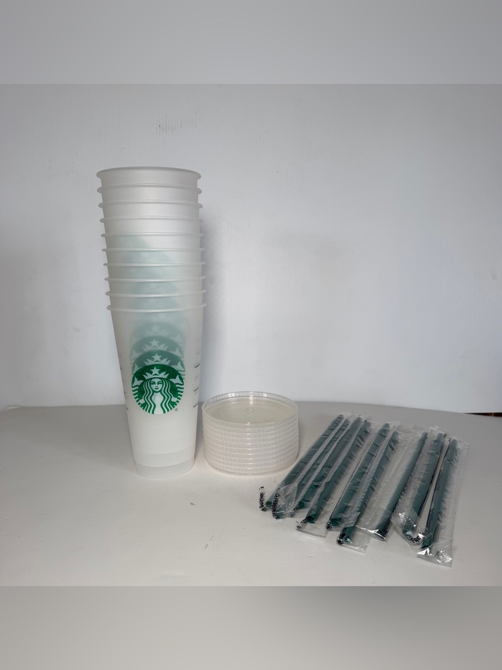 Starbucks Clear Reusable Cups with Lids and Straws